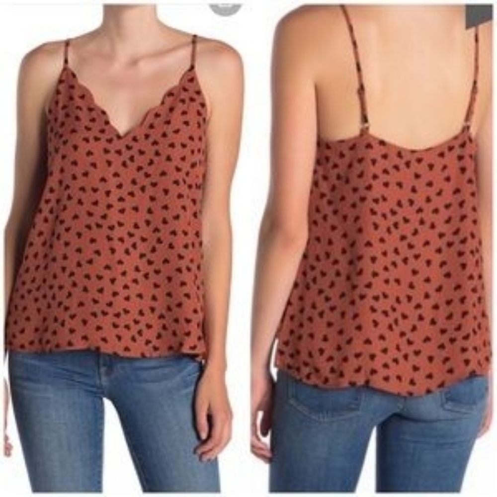 CLEARANCE 3/$15 Socialite Orange Camisole Tank Top with Black Hearts   XS